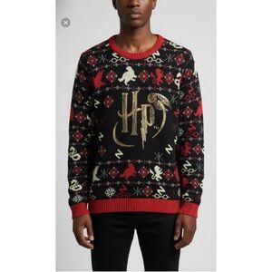 HARRY POTTER Themed Sweater‎ Size Medium Ribbed Pullover Magical Movie Sweater